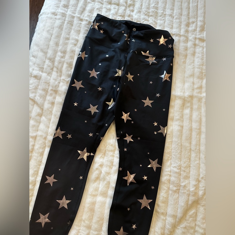 90 Degree by Reflex Metallic Star Workout Leggings size L